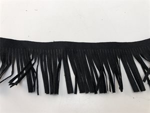 Frynser - chiffon i sort, ca 6 cm